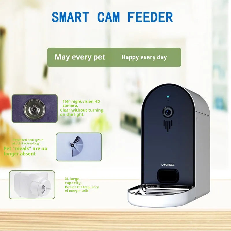 Automatic pet feeder with remote monitoring in five colour options