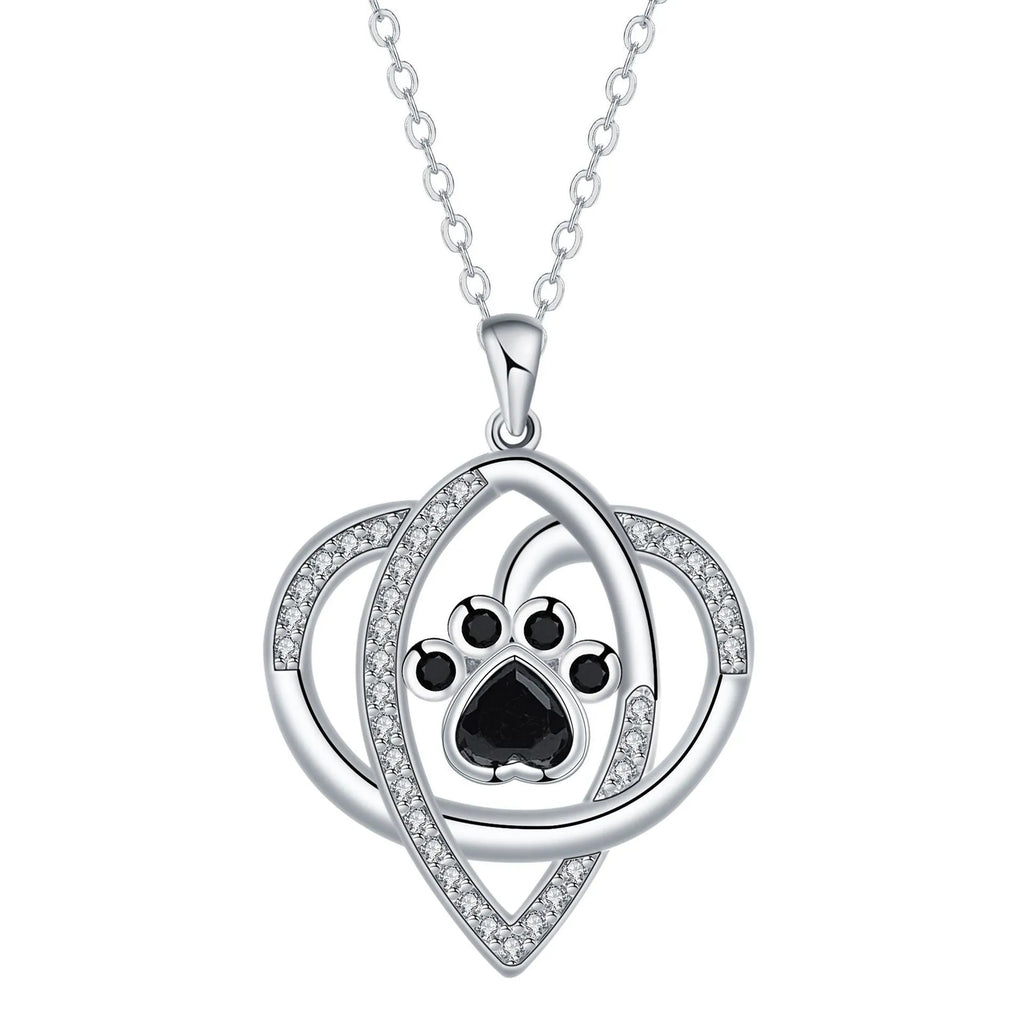 Copper pendant necklace with dogs and cats paw print design on cross chain
