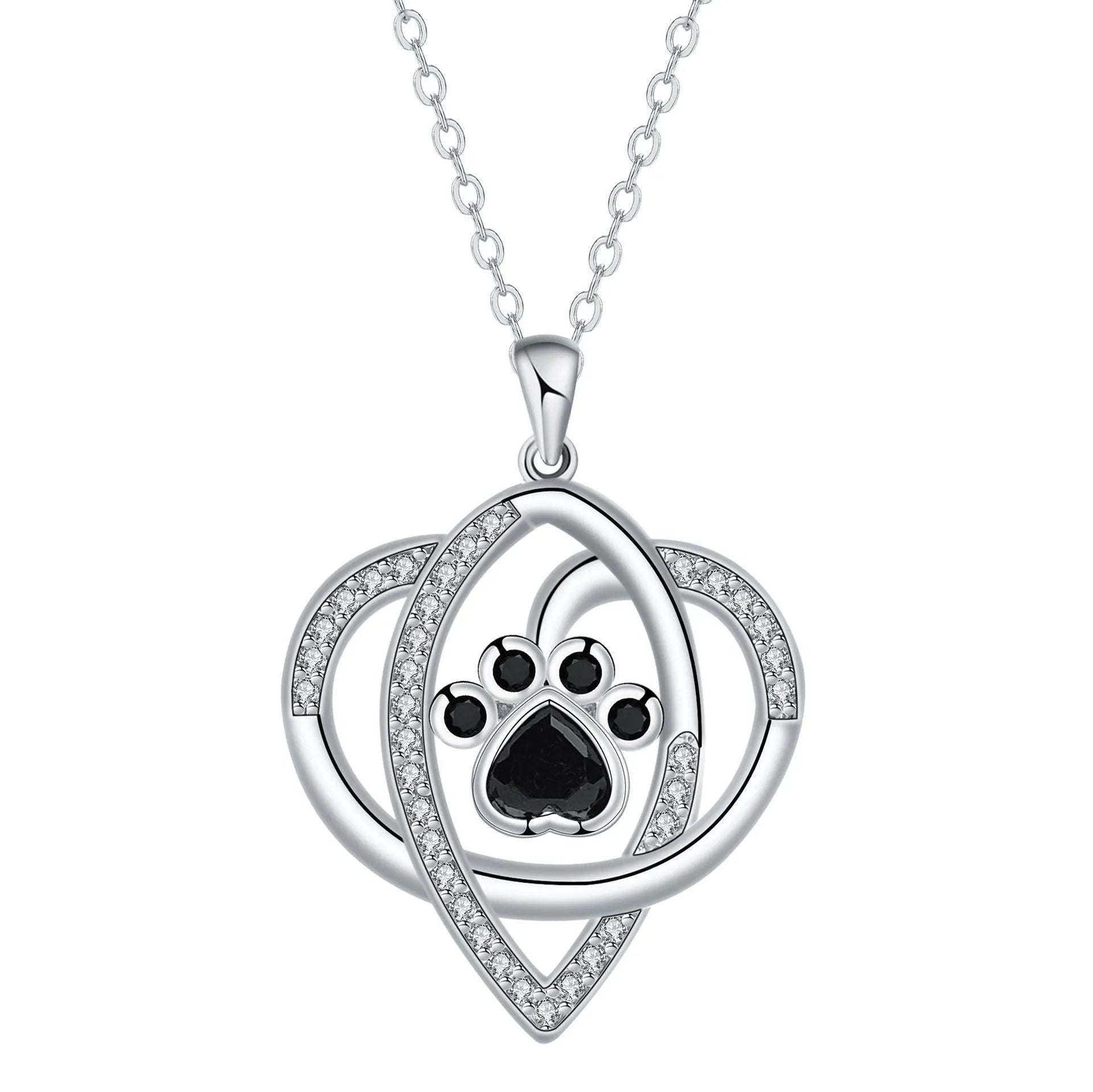 Copper pendant necklace with dogs and cats paw print design on cross chain
