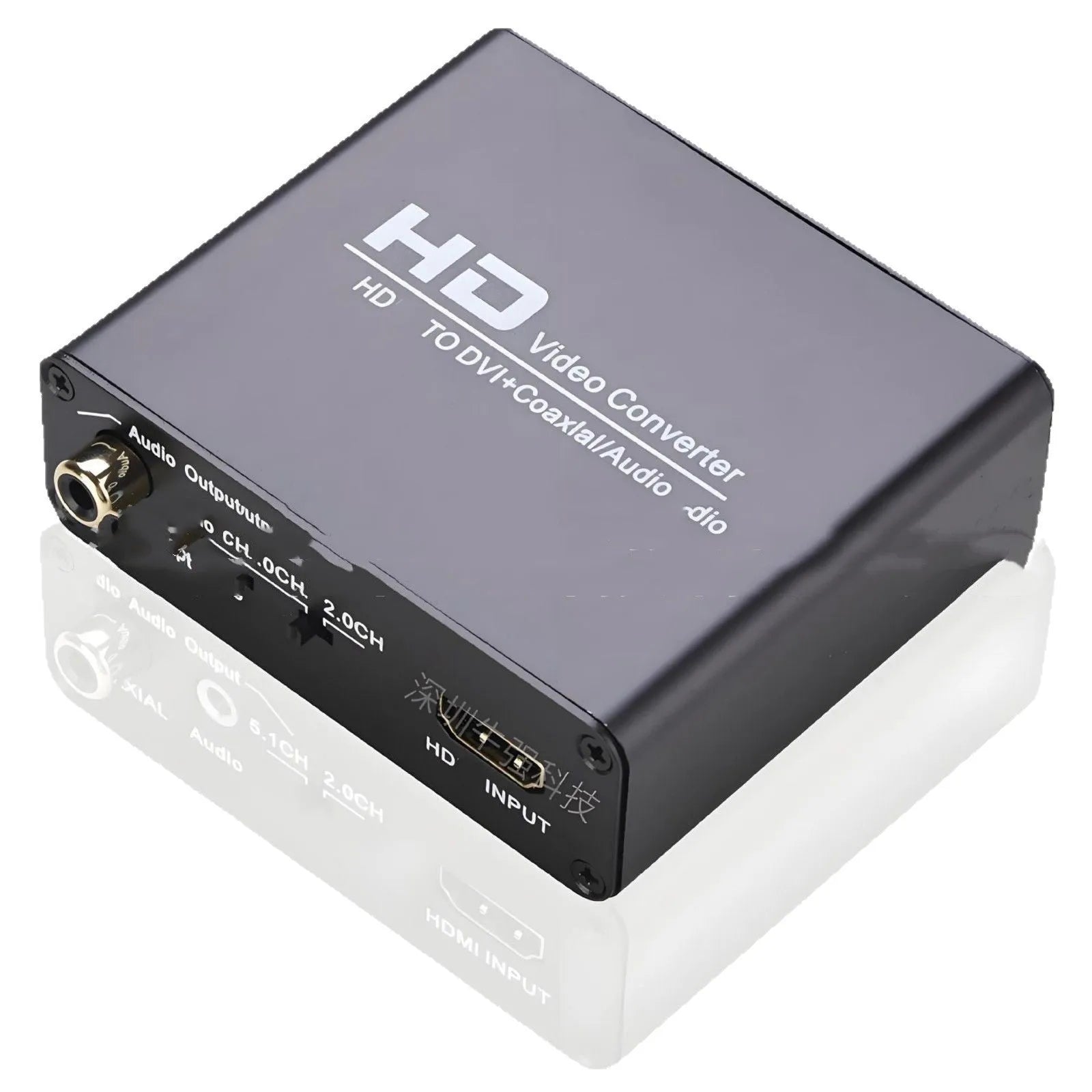 Black HDMI to DVI converter with coaxial 35 audio output and 1.5 metre cable for 1080p video conversion