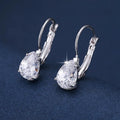 Copper drop-shaped fashion earrings with platinum plating and inlaid gem details.