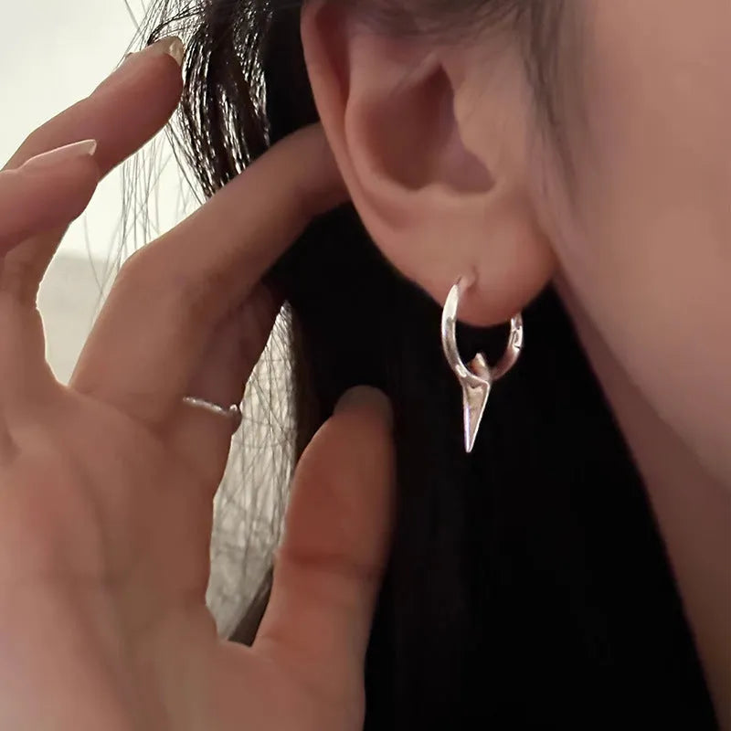 Platinum finished star geometric ear clips with copper construction for women