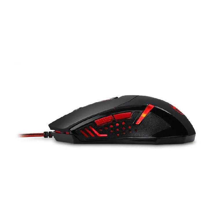 Black and red USB wired optical gaming mouse with six buttons and 1.8 metre cable