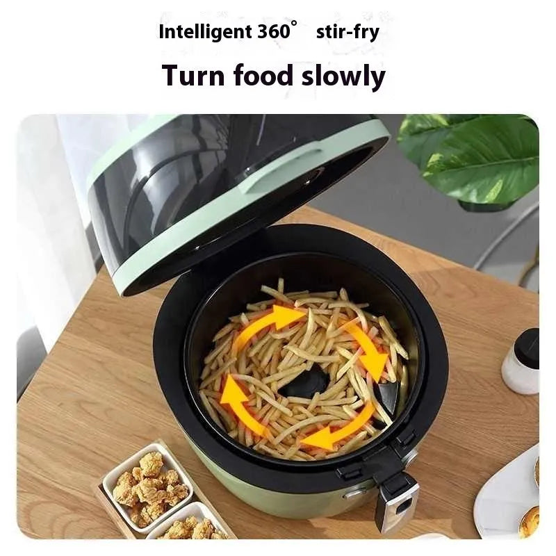8-litre air fryer oven with visible window showing mechanical button controls and nano ceramic coating
