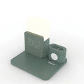 3-in-1 Qi wireless charging stand in dark green, light green, and black colour options