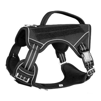 Working dog tactical chest harness for search and rescue dogs in camouflage colour