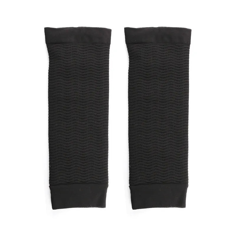 Women's nylon shaping arm sleeves in black and skin colour for all-season wear