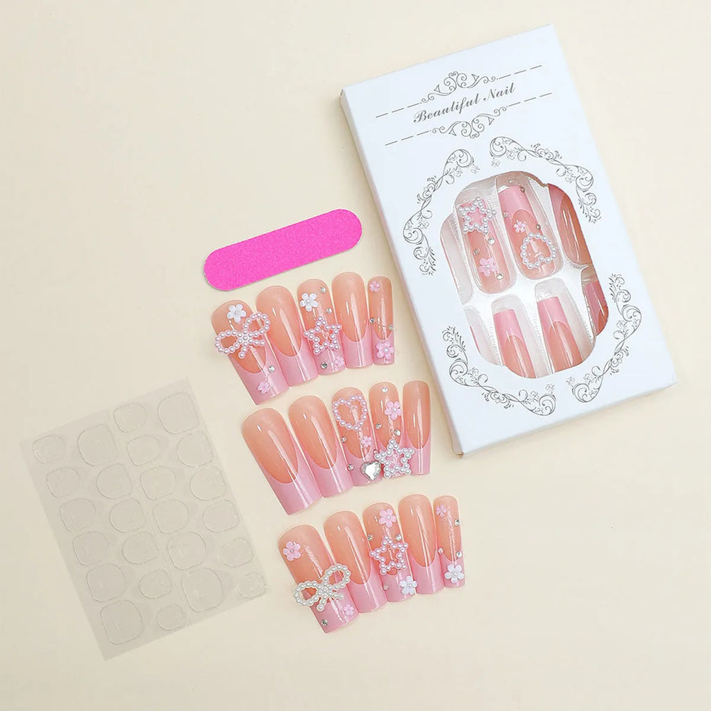French bow design nail art set with plastic armour suit applicator in XB-70-48 colour.