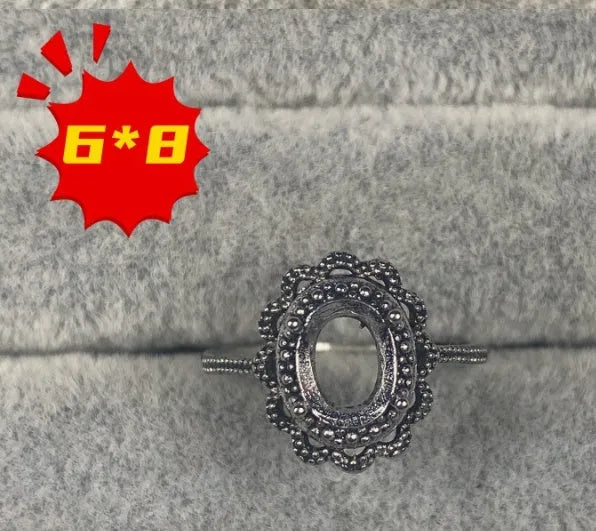 Oval open-mouth copper ring with a central 6x8mm five-pointed star stone ornament in Korean style.