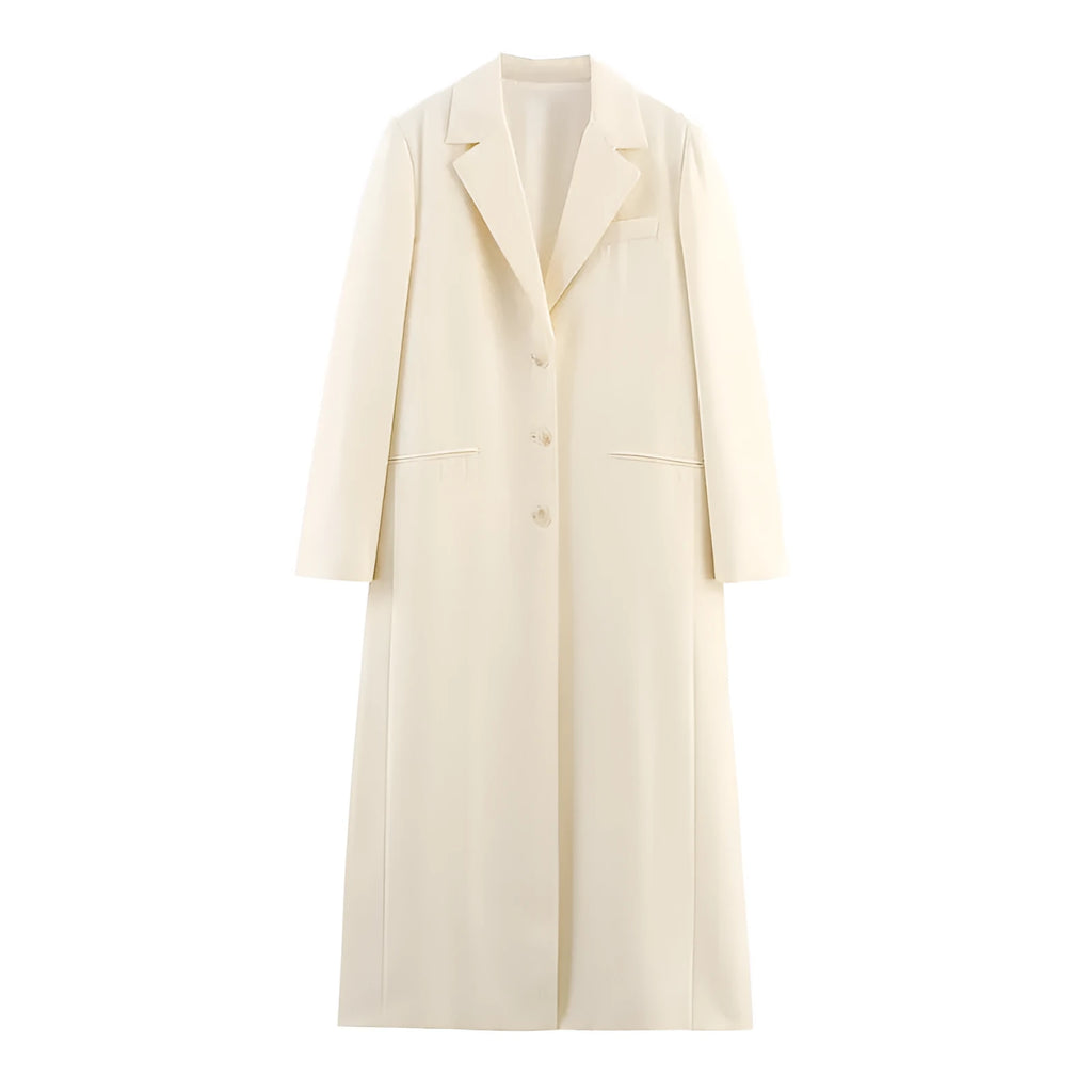 Women's polyester coat with drawstring waist and pockets, 100 cm length, in picture colour
