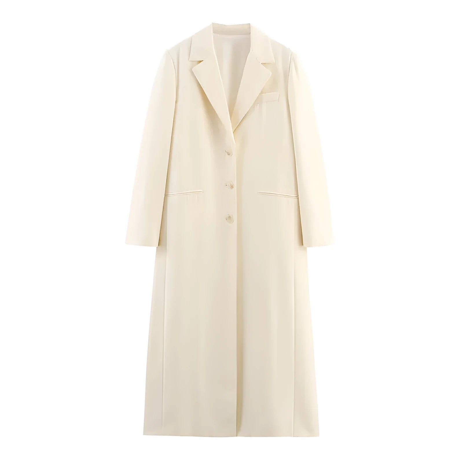 Women's polyester coat with drawstring waist and pockets, 100 cm length, in picture colour