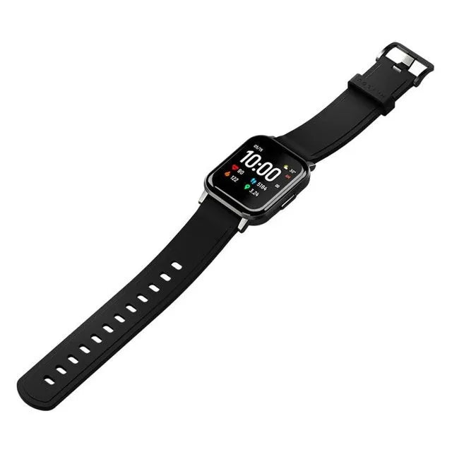 Black waterproof smart bracelet with 1.4-inch touchscreen displaying heart rate monitoring interface