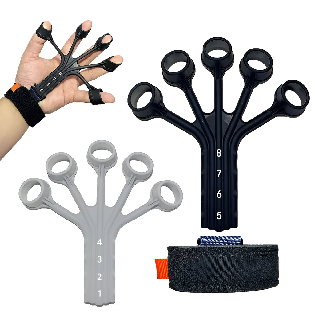 Silicone finger flexion extension trainer with adjusting belt for hand rehabilitation