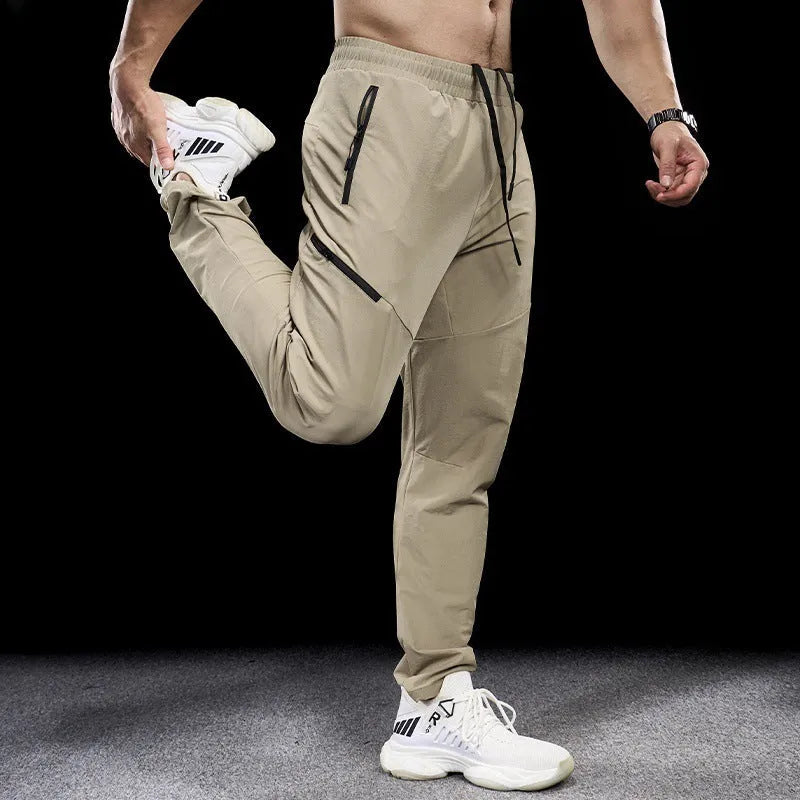 Men's waterproof quick-drying nylon workout trousers in Army Green colour