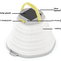 White rechargeable camping lamp with large battery capacity and one control button.