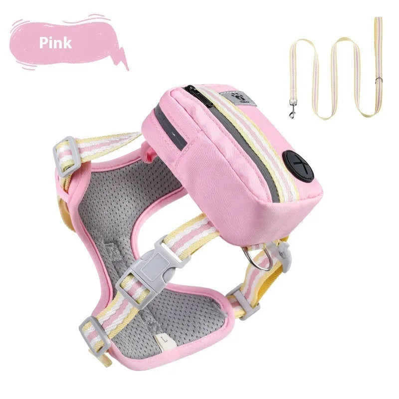Explosion-proof anti-strangulation pet harness in green with detachable 1.5 metre traction rope