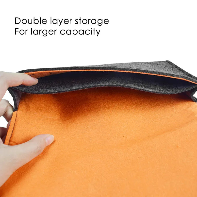 Black felt pouch for Nintendo Switch showing game card slots and double layer compartments