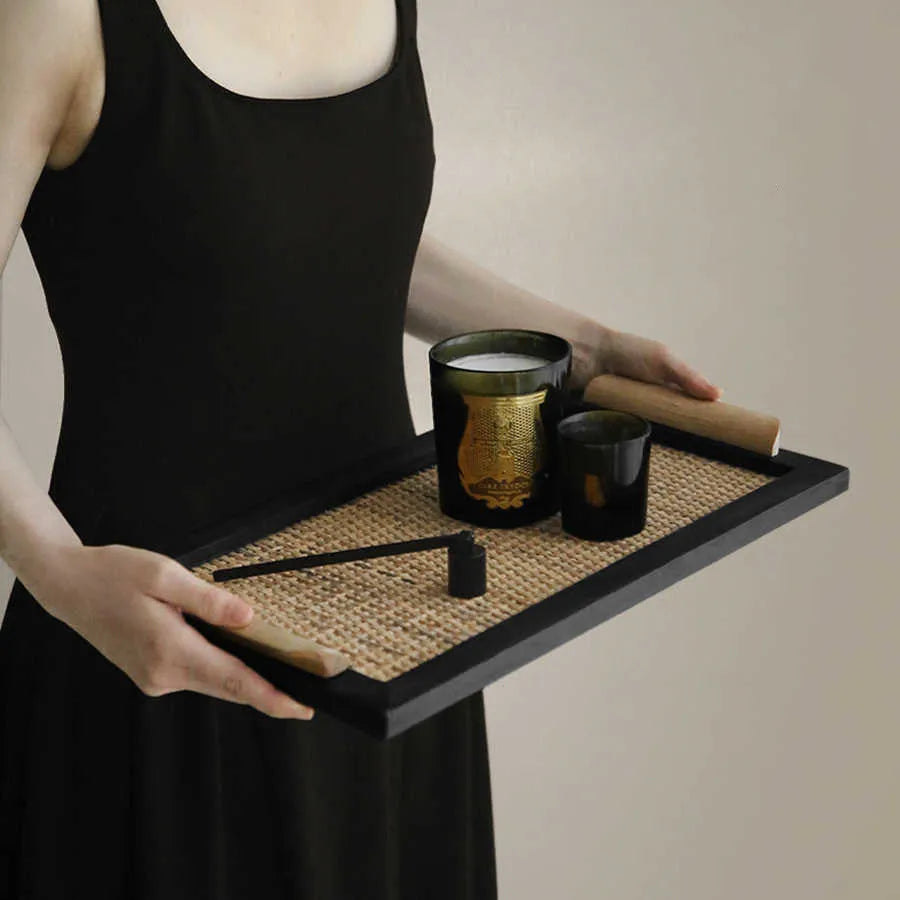 Pine wood dining tray with compartment elegant house design for tea room living room organisation