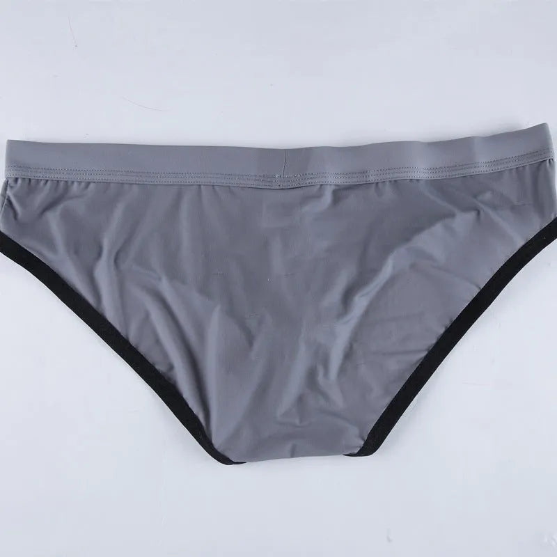 Men's ice silk briefs in Army Green colour with bullet separation design and mid waist fit