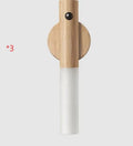 Solid wood smart sensor LED desk lamp showing coffee colour finish and compact dimensions