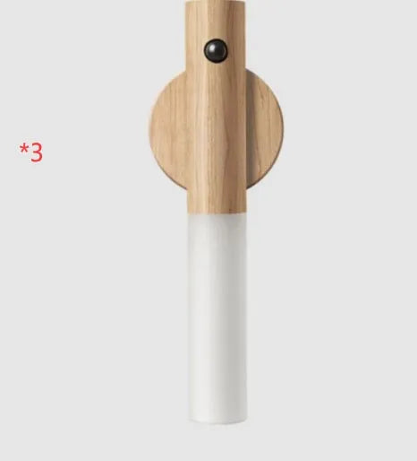 Solid wood smart sensor LED desk lamp showing coffee colour finish and compact dimensions