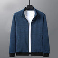 Men's athletic jacket with stand-up collar and front zipper in blended fabric
