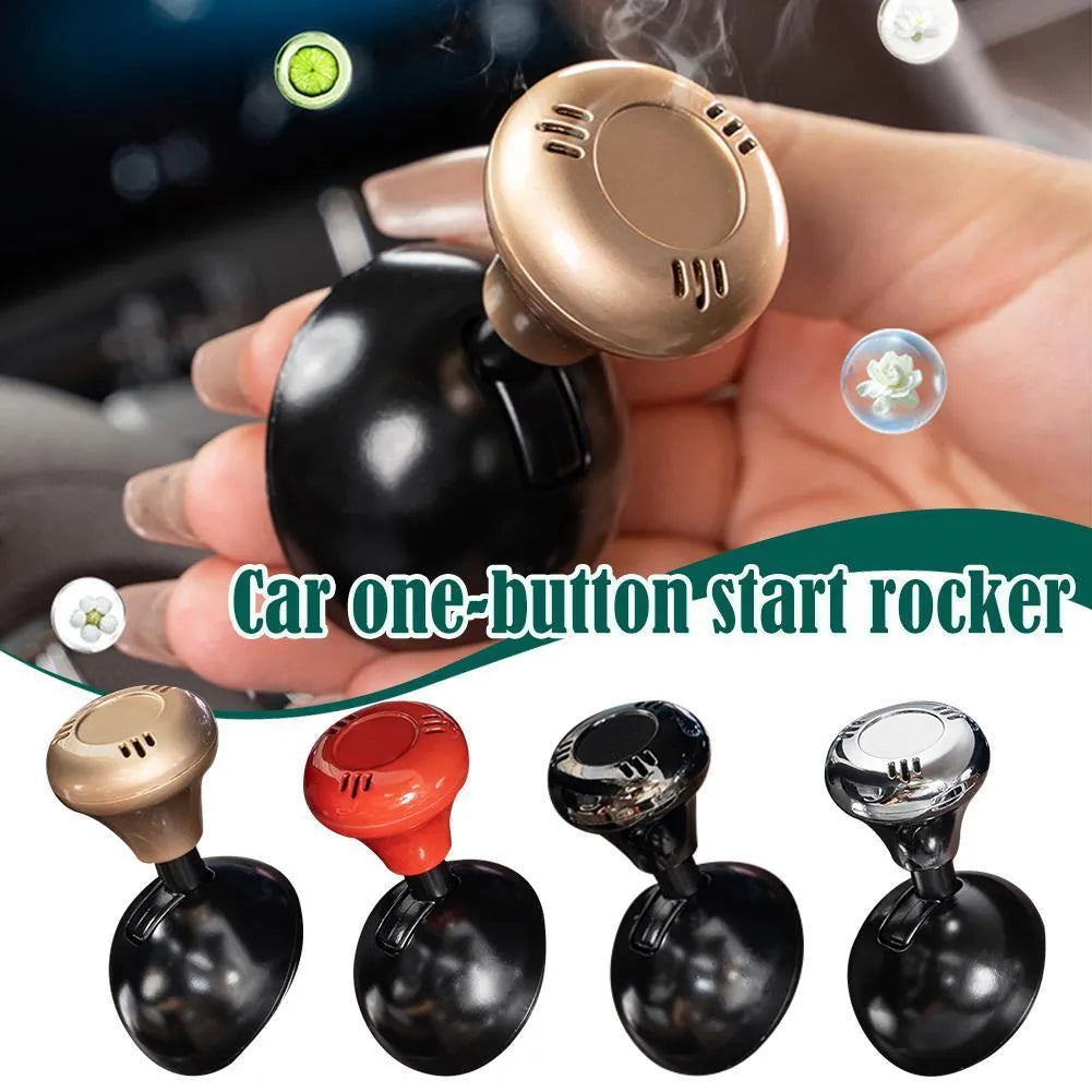 Car one-click start rocker joystick in plastic and alloy with four colour options for engine start-stop button replacement
