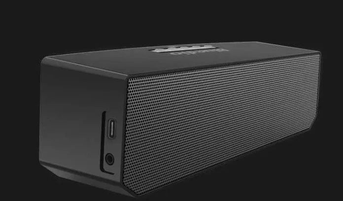 Black BS-6 cloud smart speaker with compact vertical design and Bluetooth connectivity