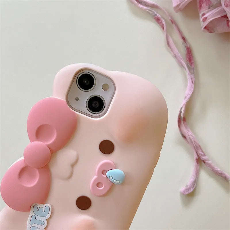 All-inclusive silicone snot pig phone case with embossed cartoon design for iPhone anti-fall protection