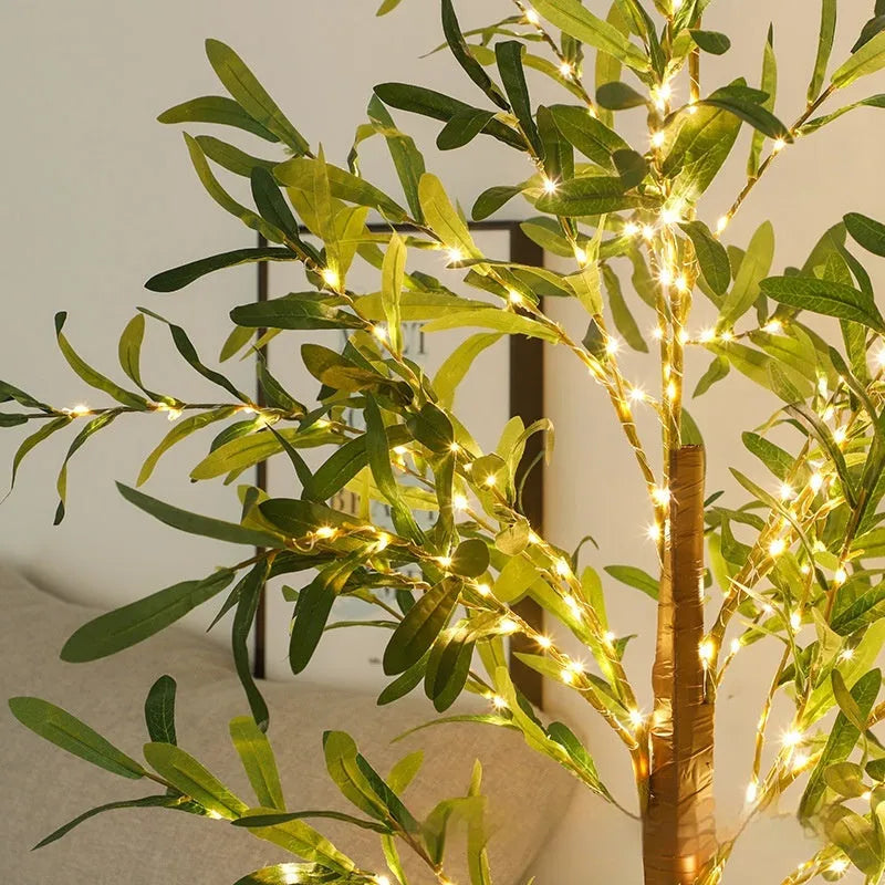 1.8 metre tall simulation olive tree lamp with warm LED lights for courtyard decoration