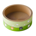 Large round corrugated paper cat scratching board with deep pits, shown in 45cm and 50cm sizes.