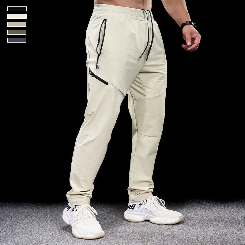 Men's waterproof quick-drying nylon workout trousers in Army Green colour