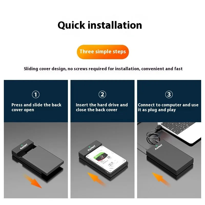 3.5 inch SATA hard disk enclosure with USB 3.0 port and external power supply