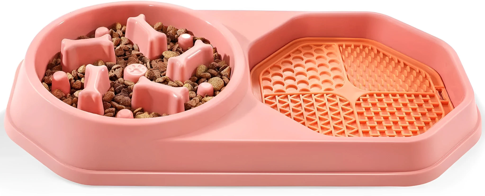 Blue slow feeder dog bowl with puzzle ridges and non-slip base for small medium dogs