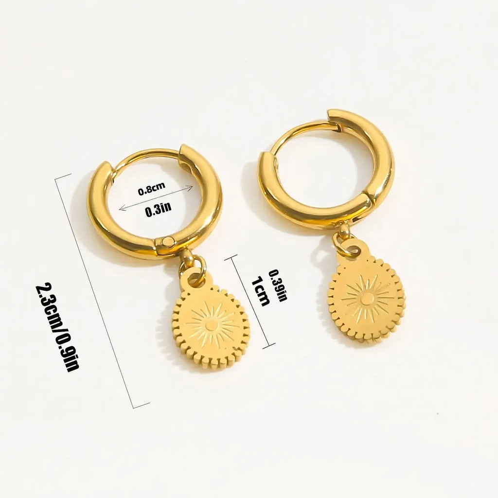 Stainless steel geometric women's ear studs in XY-EH005 colour with ellipse details.