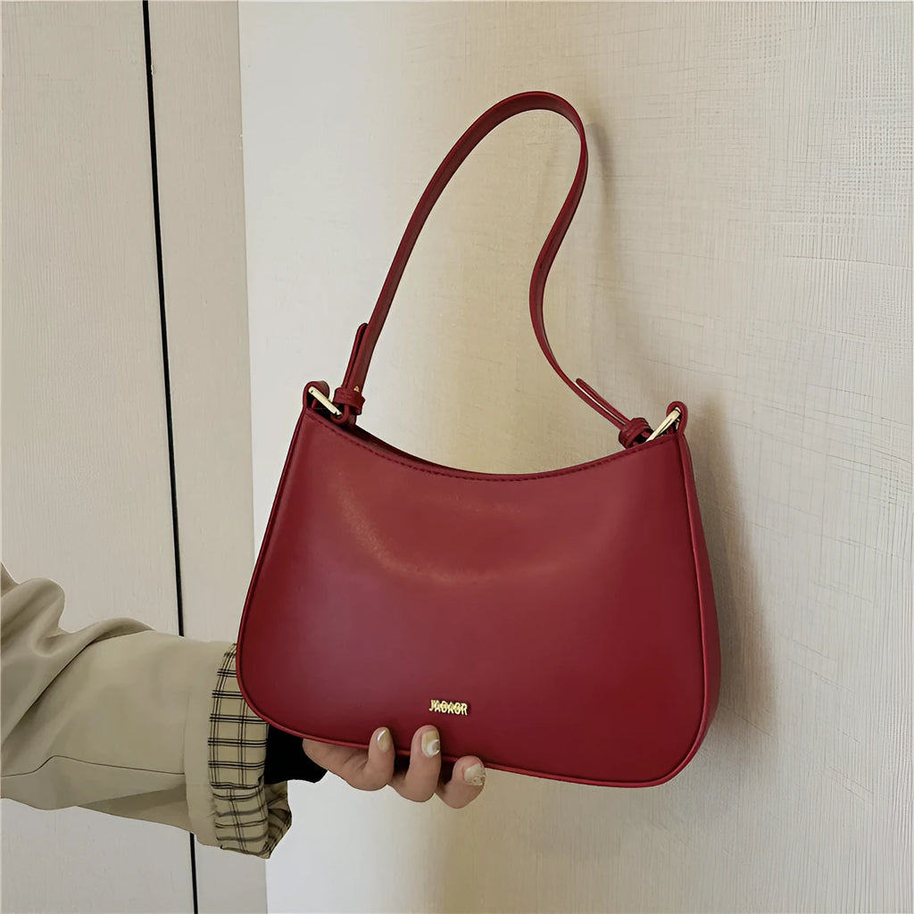 Retro women's cross-body underarm bag in PU, 25cm wide, horizontal square shape, available in five colours