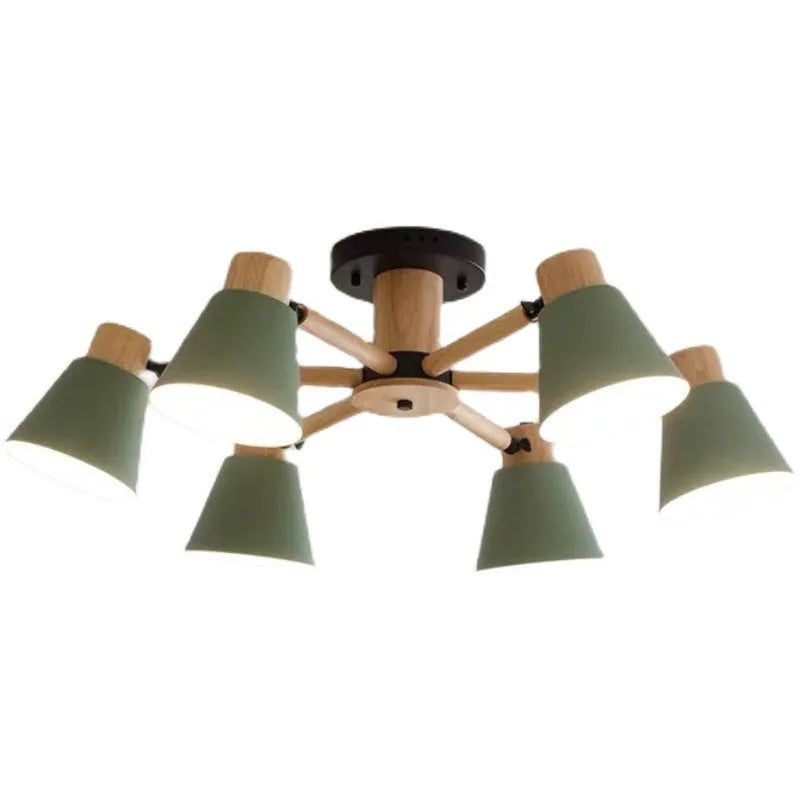 Nordic style macaron ceiling lamp with ironwood construction in multiple colour options