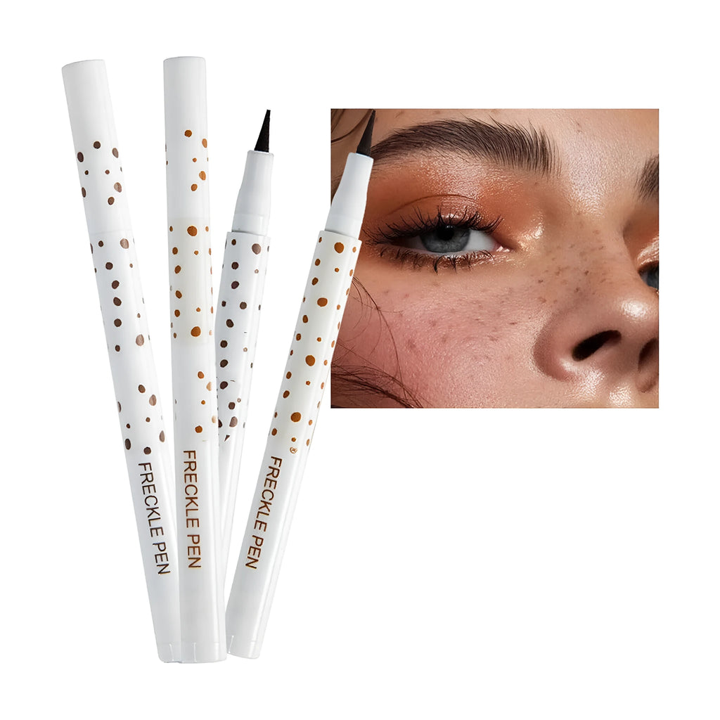 Dark brown waterproof freckle pen for creating natural-looking sunkissed makeup on face and body