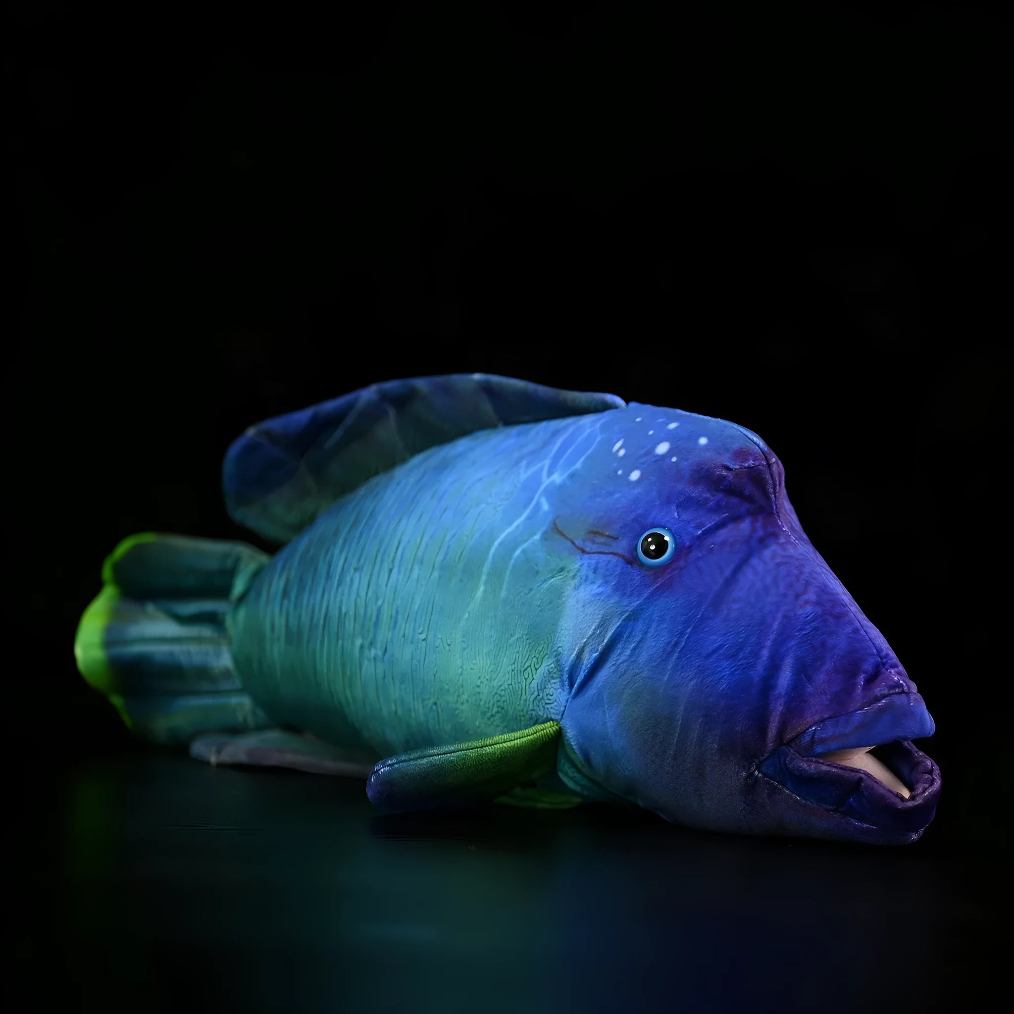 55cm green printed sunfish plush toy with wavy lips and soft plush fabric