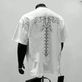 Men's loose fit cotton short sleeve T-shirt in black or white with printed design