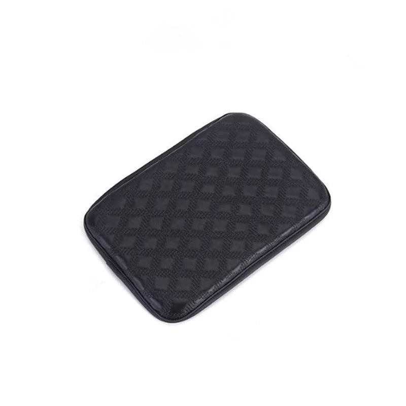 Universal car armrest box cushion in black leather and sponge for interior central armrest