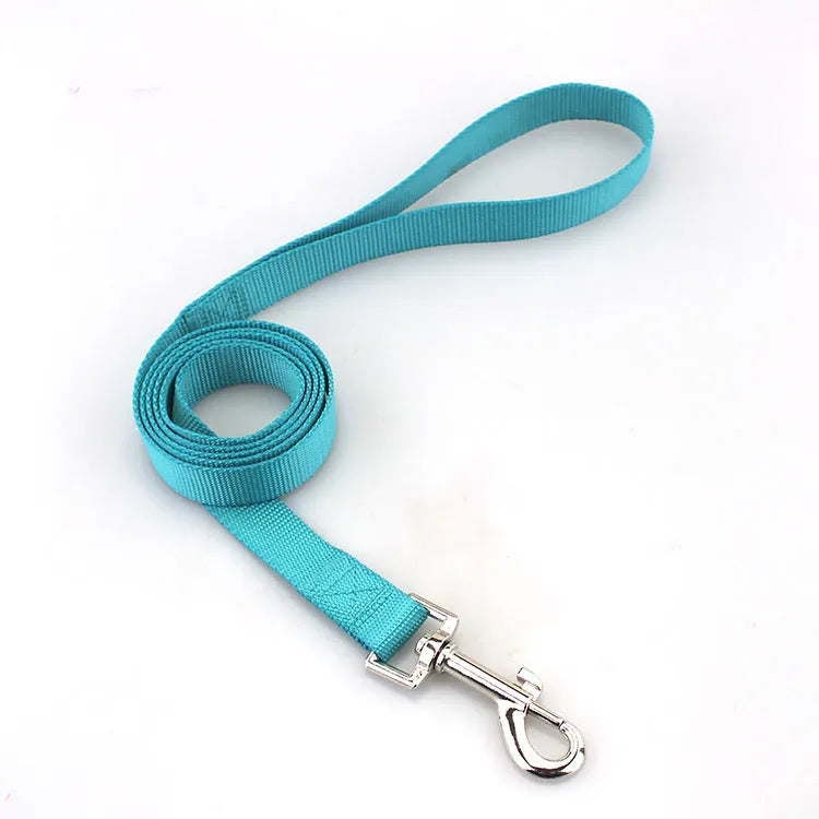 Solid colour polyester dog training rope with hand holding loop in multiple width options