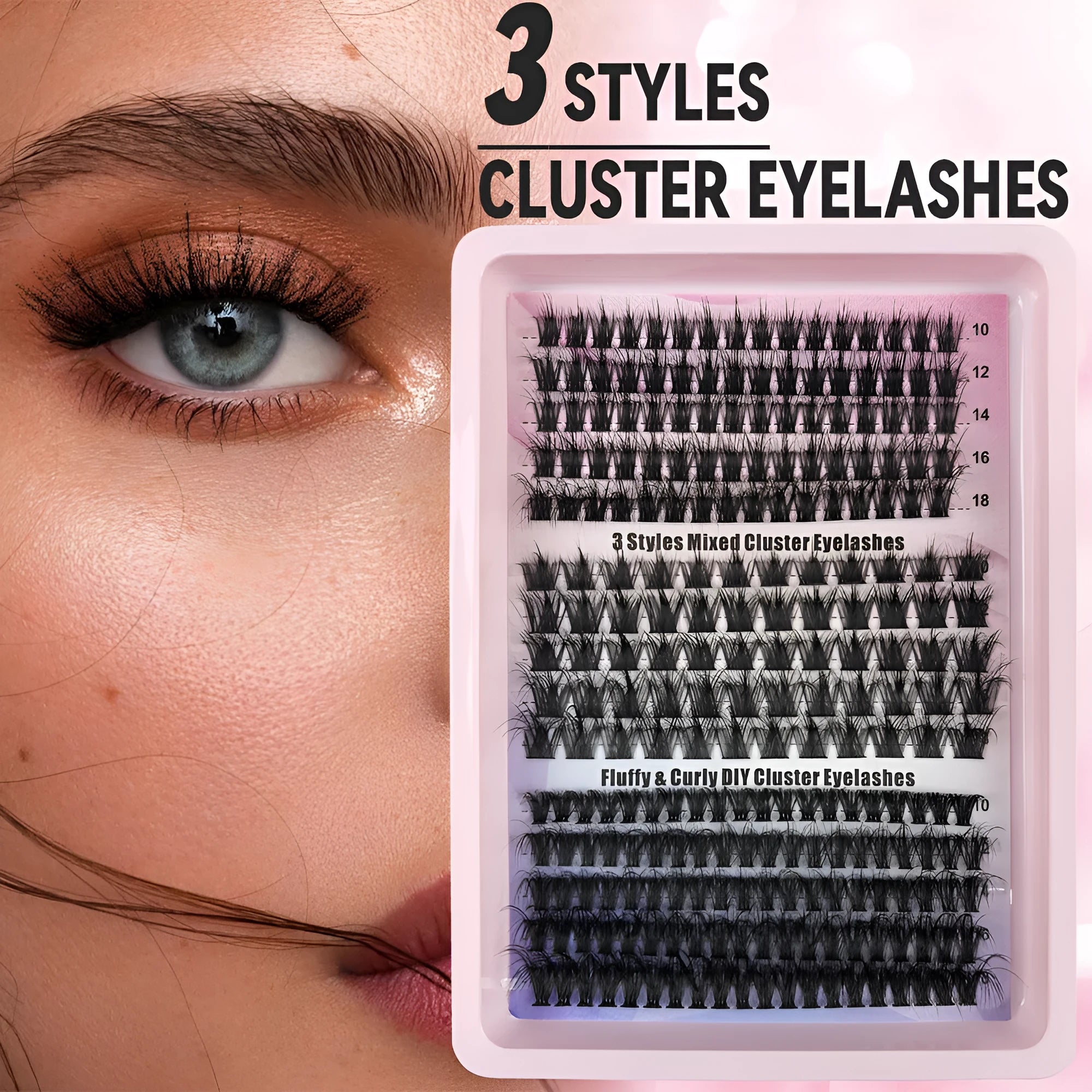 Creative large capacity mixed false eyelashes in high imitation material, 13.7cm x 13.5cm case