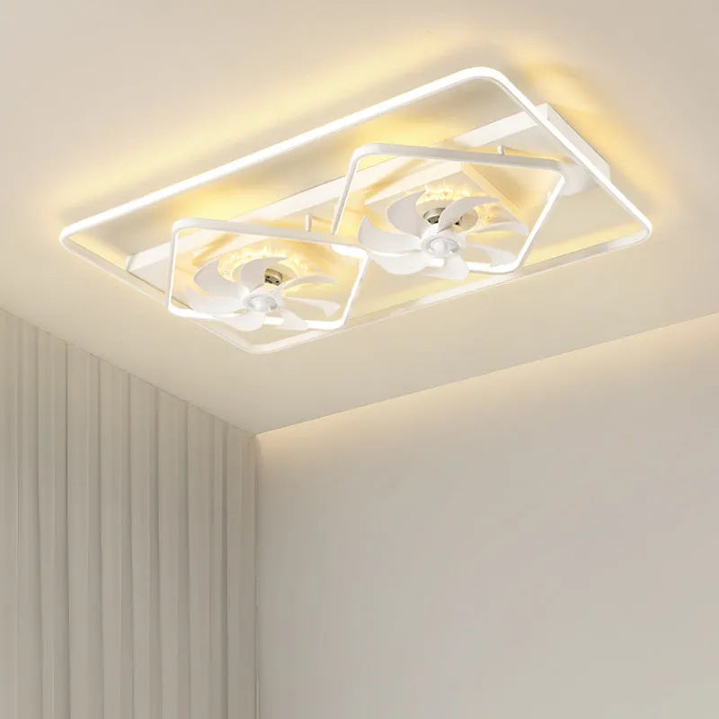 Modern thin suction ceiling fan with light, 1100mm diameter, plastic blades and acrylic lampshade