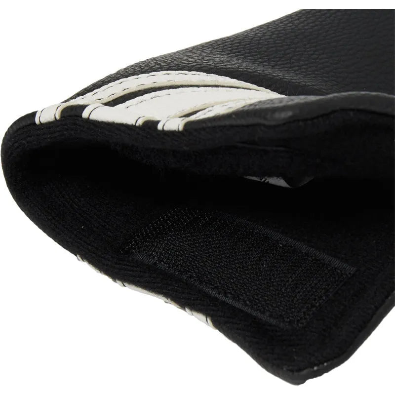 Black PU leather golf club head cover, a protective push rod sleeve.
