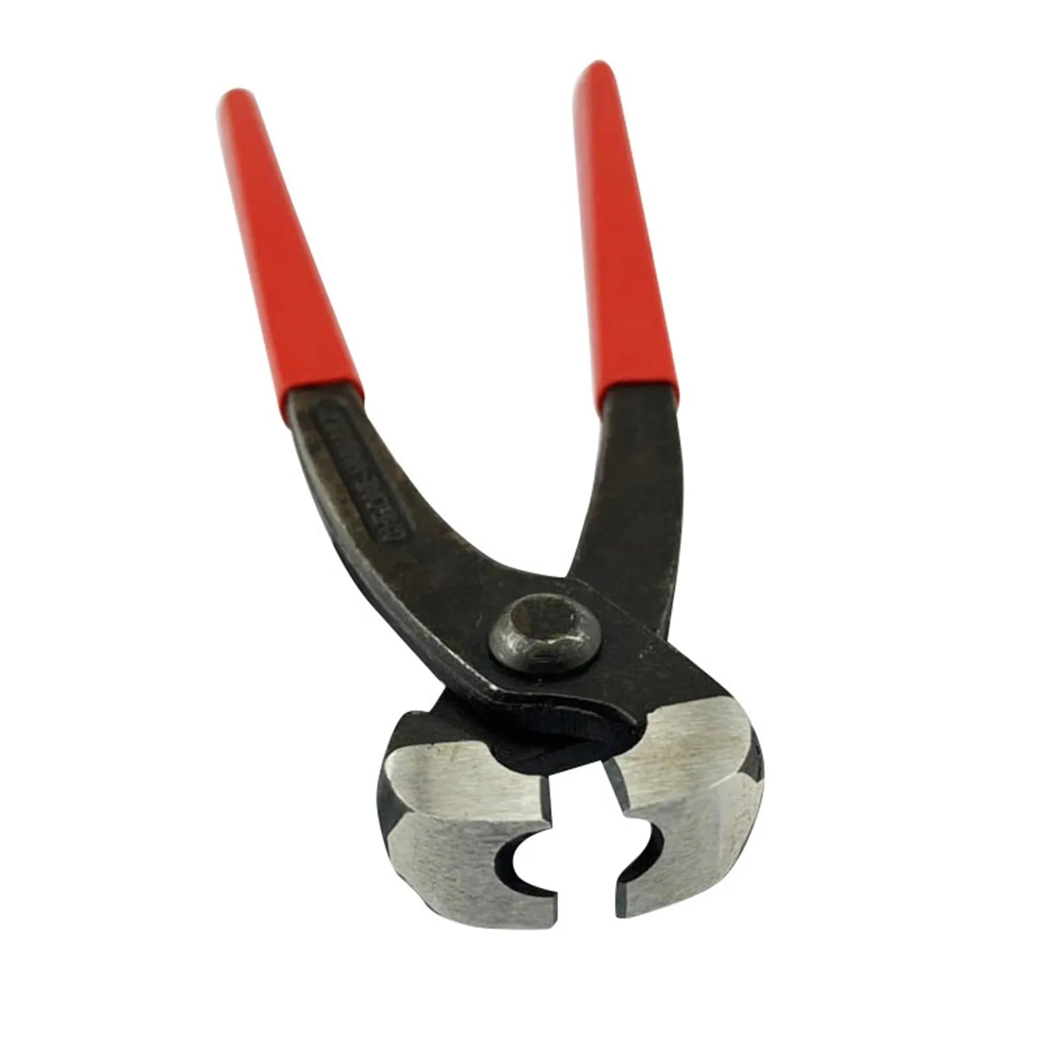 Red cloth finished single ear PEX clamp set with metal construction and carbon steel cutting edge