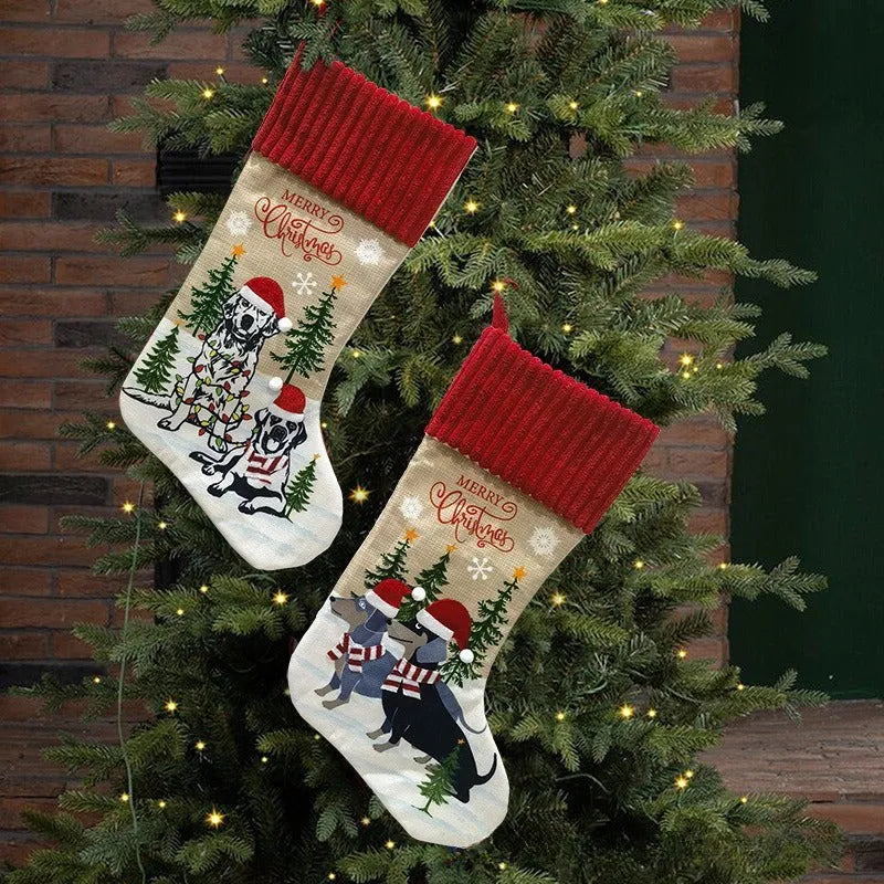 Cloth Christmas tree pendant measuring 46 by 28 cm for pet dress up and fireplace decor