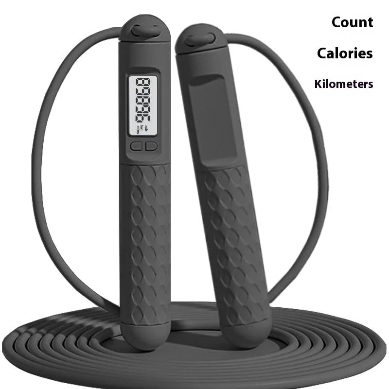Skipping rope with bearing system in various colours including black, green, navy blue, pink, and purple options