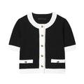 Women's polybead street fashion trousers suit with contrast colour detailing and high-waisted trousers