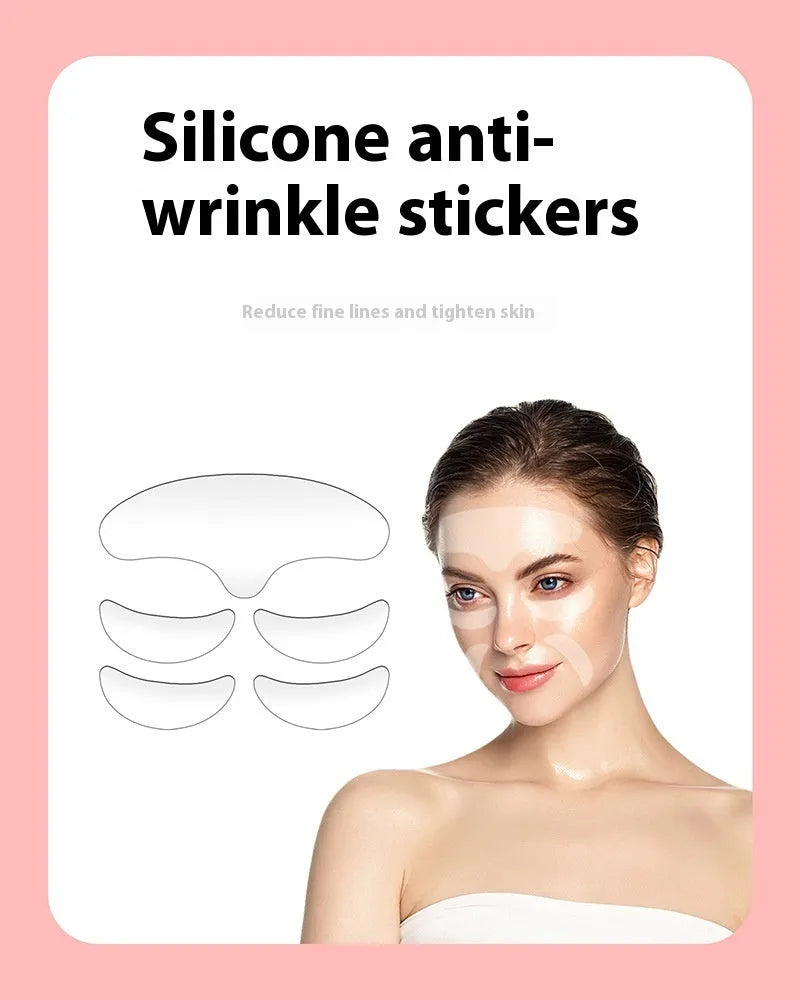 Silicone anti-wrinkle facial stickers 5-piece set for wrinkle reduction